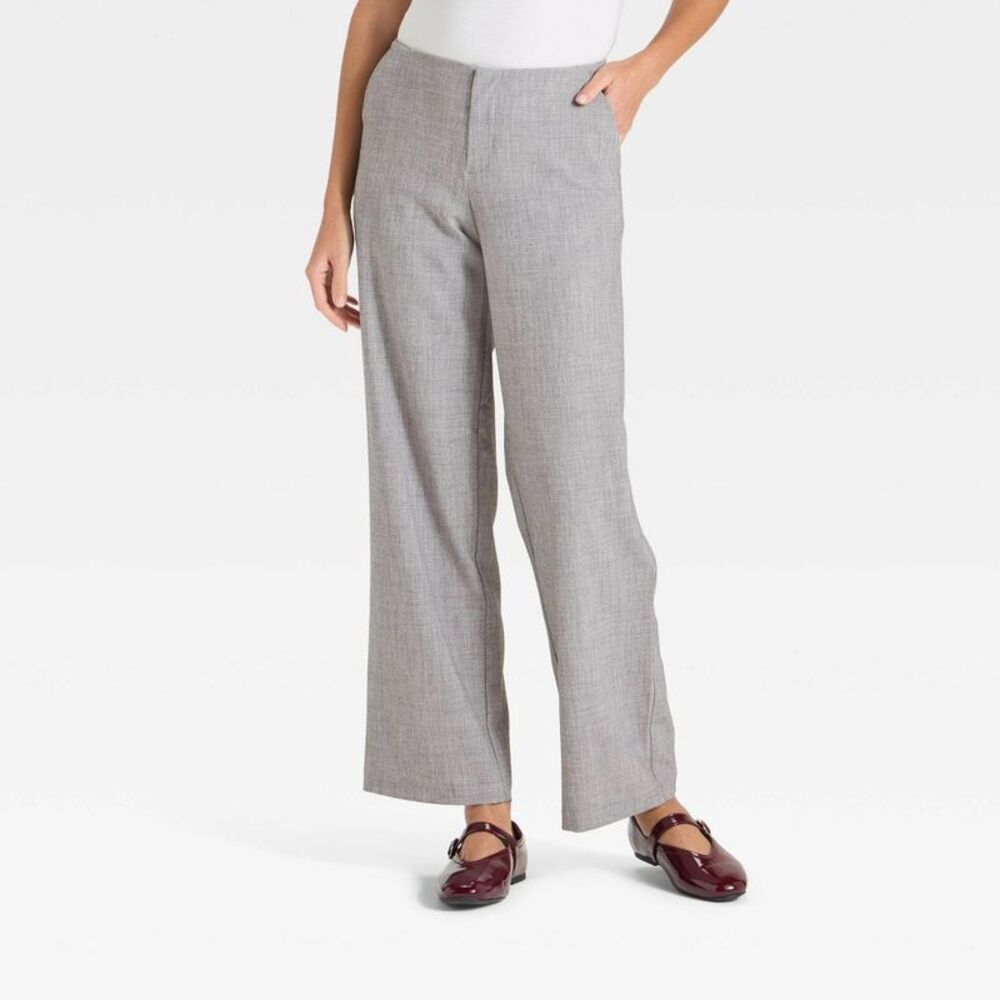 Women's Mid-Rise Bootcut Pants - A New Day Gray 10